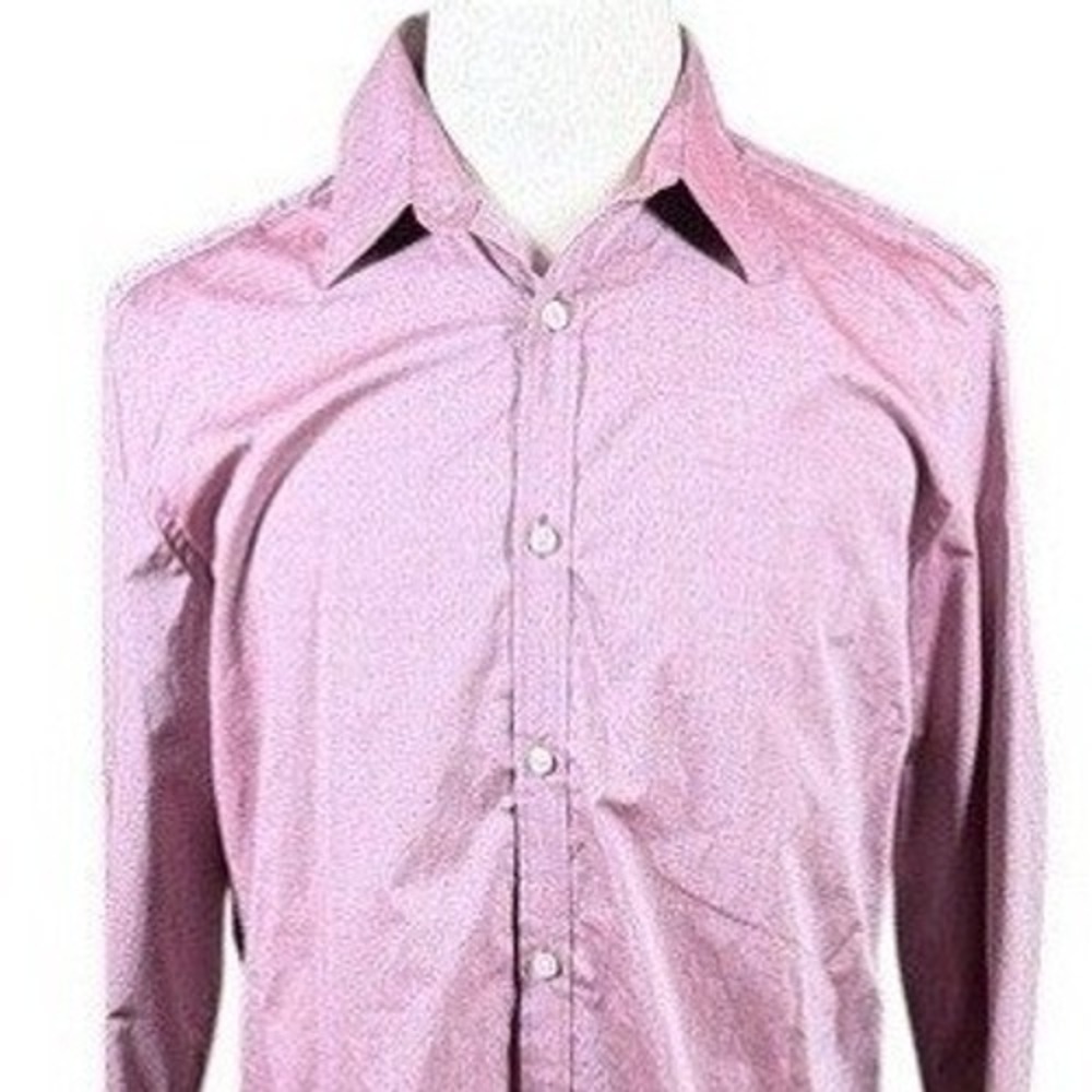 Murano Liquid Luxury Mens Medium Burgundy Red Micro Dot Cotton Button Down Shirt